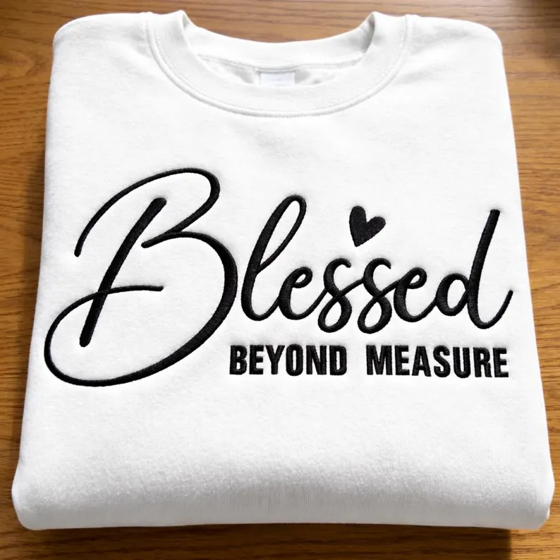 Blessed Beyond Measure Embroidery Design | Christian Quote, Minimalist Style (Digital Download)