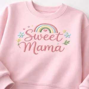 Sweet Mama Embroidery Design, Pastel Rainbow Floral Machine File (Instant Download)