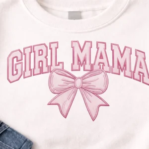 Girl Mama Embroidery Design – Bow Mama Embroidery – Applique Style Design – 4 Sizes – Instant Download