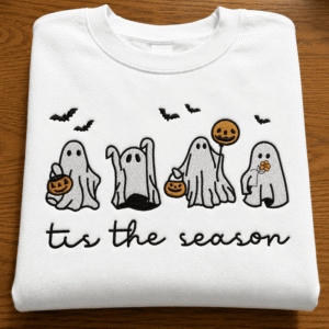Tis The Season Ghost Embroidery Design – Halloween Ghost Embroidery – Cute Ghost Embroidery – 4 Sizes – Instant Download