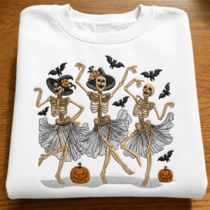Dancing Skeleton Embroidery Design – Halloween Skeleton Embroidery – Spooky Skeleton Embroidery – 4 Sizes – Instant Download