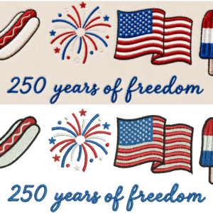 250 Year Embroidery Design (Instant Download)