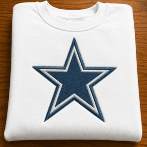 Blue Star Football Embroidery Design | Sports Team Machine Embroidery File (Instant Download)