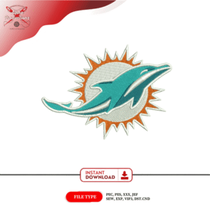 Miami Dolphins Embroidery Design – Dolphins Logo Embroidery – NFL Football Embroidery – 4 Inch – Instant Download