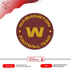 Washington Football Team Embroidery Design – Football Logo Embroidery – 4 Inch – Instant Download
