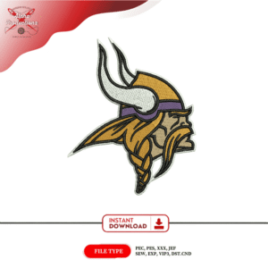 Minnesota Vikings Embroidery Design – Vikings Logo Embroidery – NFL Football Embroidery – 4 Inch – Instant Download