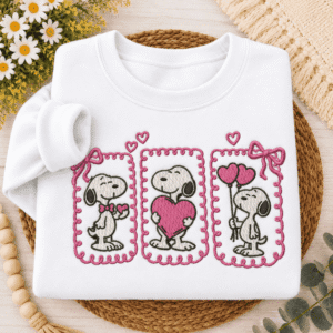 Cute Valentine Dog Embroidery Design – Adorable Love Dog Embroidery – Heart & Balloon Valentine Design – 4 Sizes – Instant Download