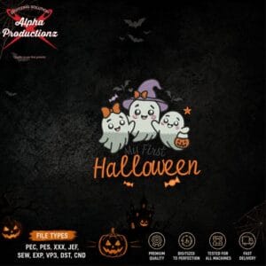 Halloween Ghost Embroidery Design – Cute Ghost Halloween Design – Spooky Ghost Embroidery – Halloween Character Design – 2 Sizes – Instant Download
